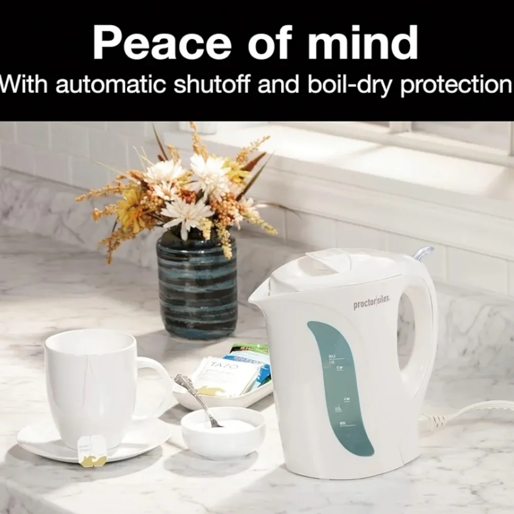Proctor Silex Electric Tea Kettle, Water Boiler & Heater Auto-Shutoff & Boil-Dry